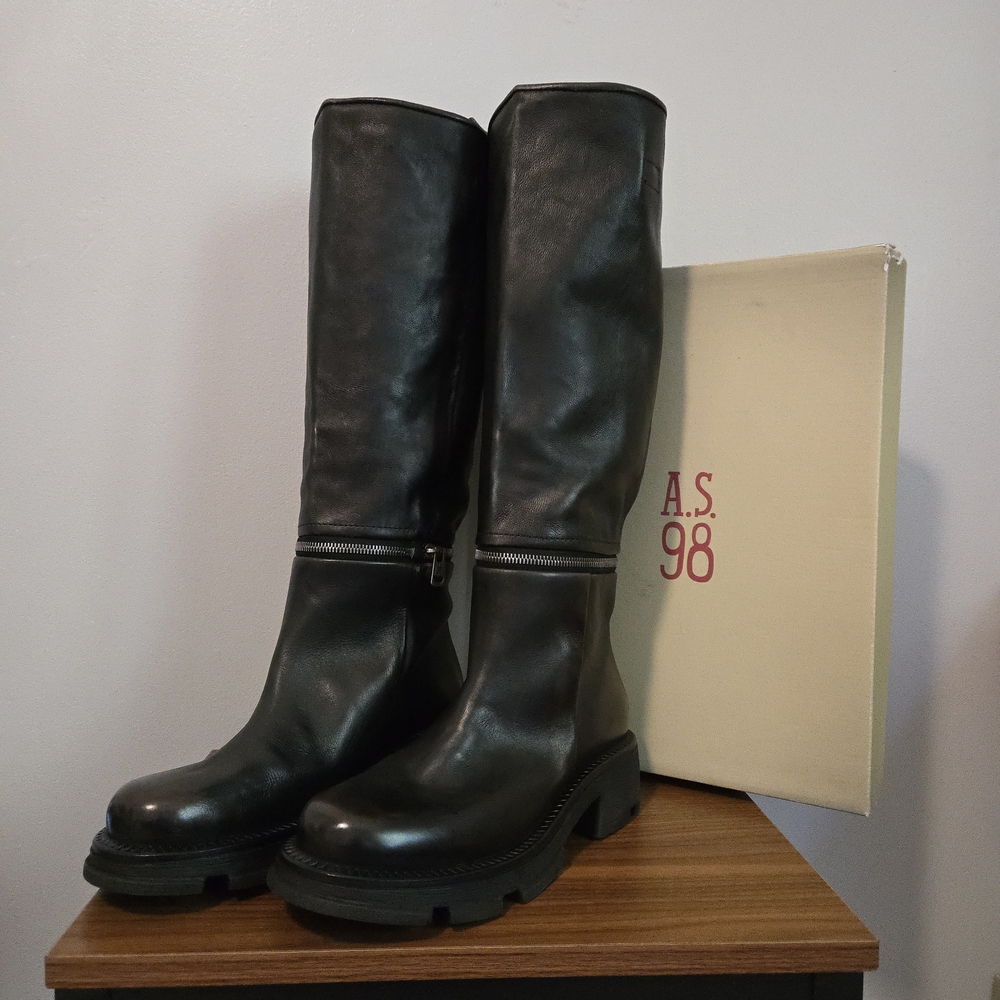 A.S.98 "Lane" Black Leather Boots